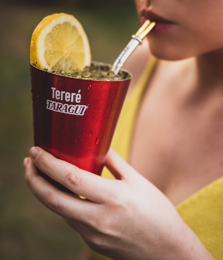 Ice-cold tereré ready to share on a wooden bench