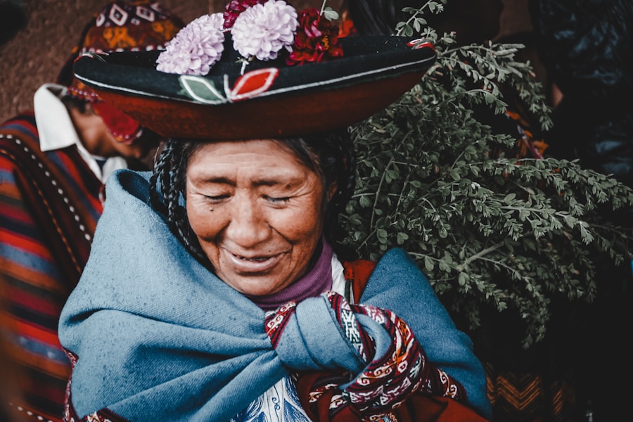 Elderly Quechua woman in a hand-embroidered hat