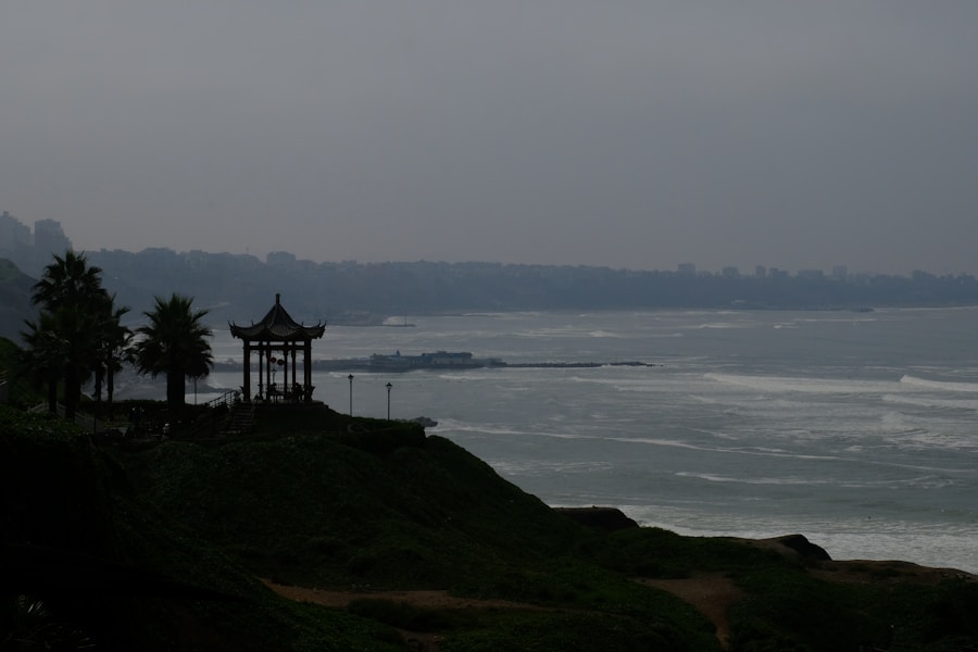 Miraflores boardwalk gazebo above the Lima coast